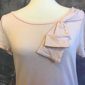 Frenchi Pink Bow Front Short Sleeve T-Shirt